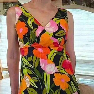 Vintage Handmade Floral Maxi Dress Back Cutout sz 2-4